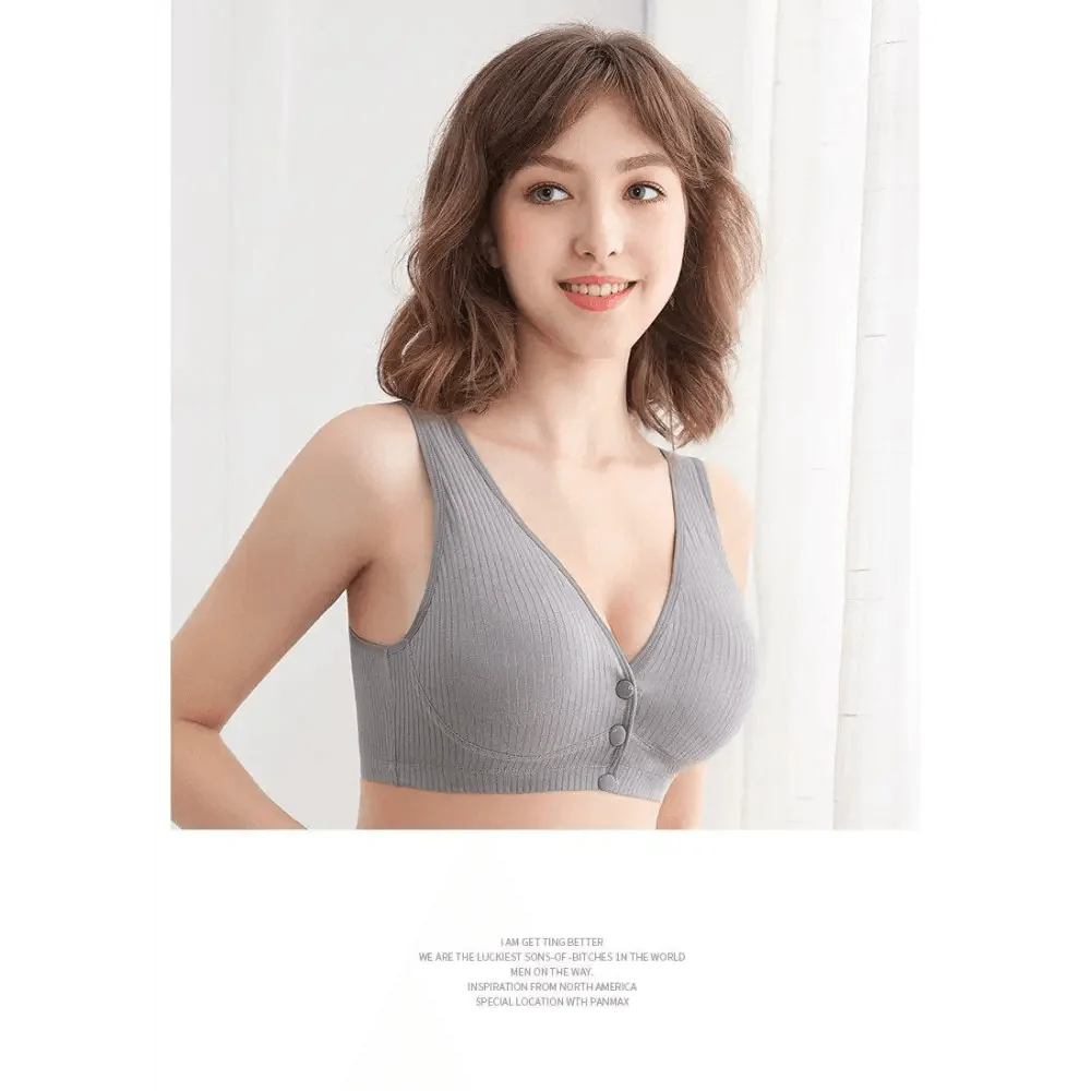 Soft And Comfortable Cotton Nursing Bra Breathable Breastfeeding Bras for Women Maternity Bra Plus Big Size Easy Feeding Bra Wire Free Stevvex