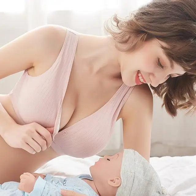 Soft And Comfortable Cotton Nursing Bra Breathable Breastfeeding Bras for Women Maternity Bra Plus Big Size Easy Feeding Bra Wire Free Stevvex