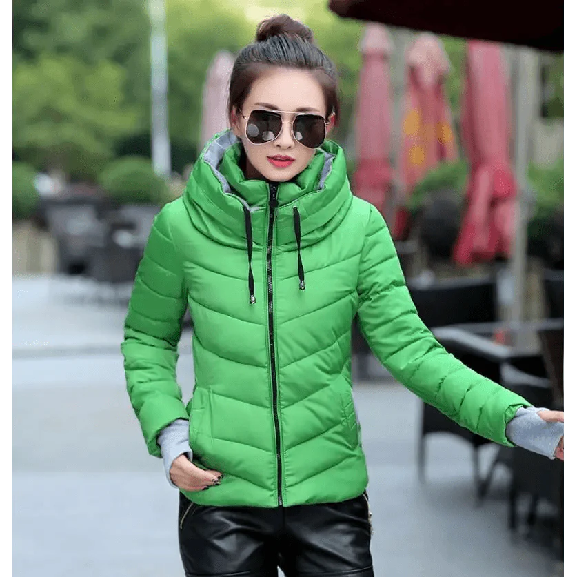 Soft And Comfortable Winter Jacket For Women Short Women's Thicken Outerwear In solid hooded Coats Zipper For Female Slim Cotton padded basic tops Stevvex