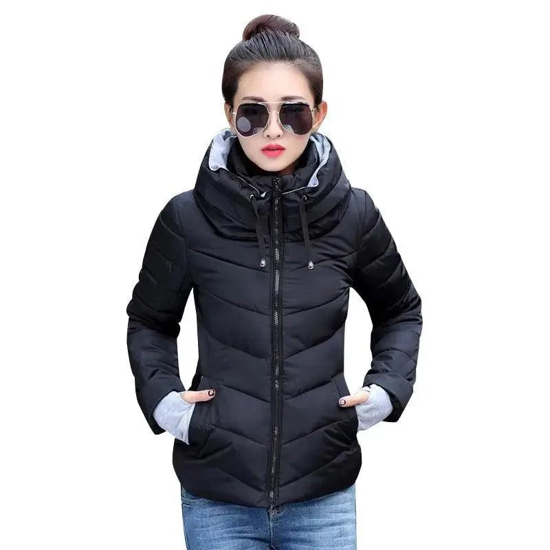 Soft And Comfortable Winter Jacket For Women Short Women's Thicken Outerwear In solid hooded Coats Zipper For Female Slim Cotton padded basic tops Stevvex