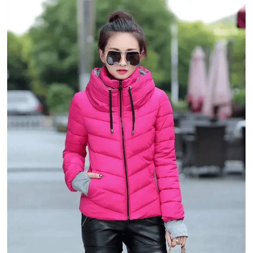 Soft And Comfortable Winter Jacket For Women Short Women's Thicken Outerwear In solid hooded Coats Zipper For Female Slim Cotton padded basic tops Stevvex