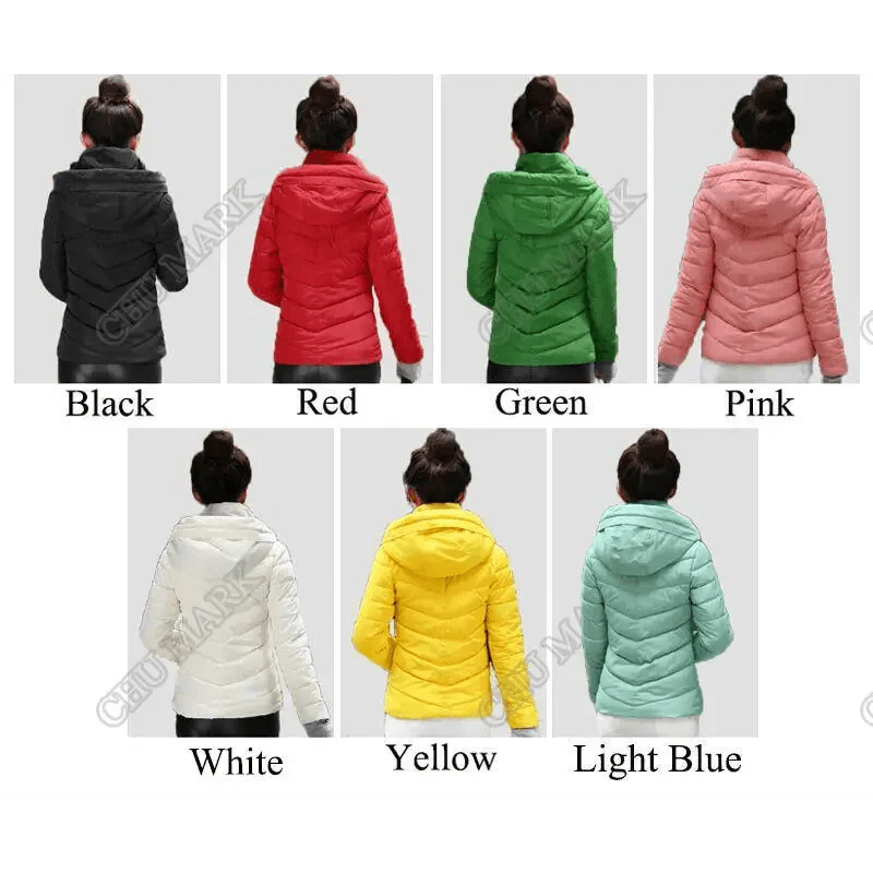 Soft And Comfortable Winter Jacket For Women Short Women's Thicken Outerwear In solid hooded Coats Zipper For Female Slim Cotton padded basic tops Stevvex