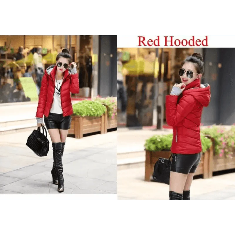 Soft And Comfortable Winter Jacket For Women Short Women's Thicken Outerwear In solid hooded Coats Zipper For Female Slim Cotton padded basic tops Stevvex