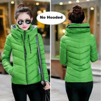 Soft And Comfortable Winter Jacket For Women Short Women's Thicken Outerwear In solid hooded Coats Zipper For Female Slim Cotton padded basic tops Stevvex