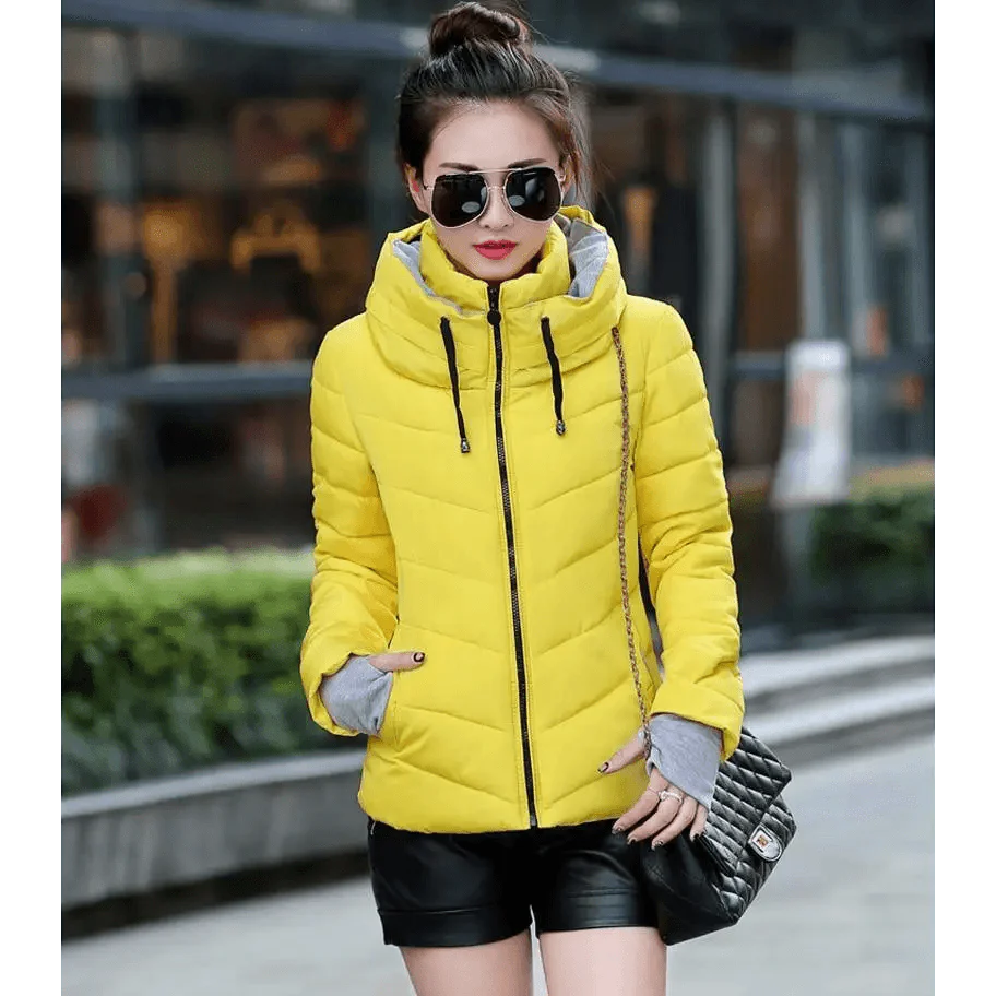 Soft And Comfortable Winter Jacket For Women Short Women's Thicken Outerwear In solid hooded Coats Zipper For Female Slim Cotton padded basic tops Stevvex