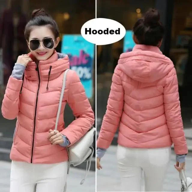 Soft And Comfortable Winter Jacket For Women Short Women's Thicken Outerwear In solid hooded Coats Zipper For Female Slim Cotton padded basic tops Stevvex