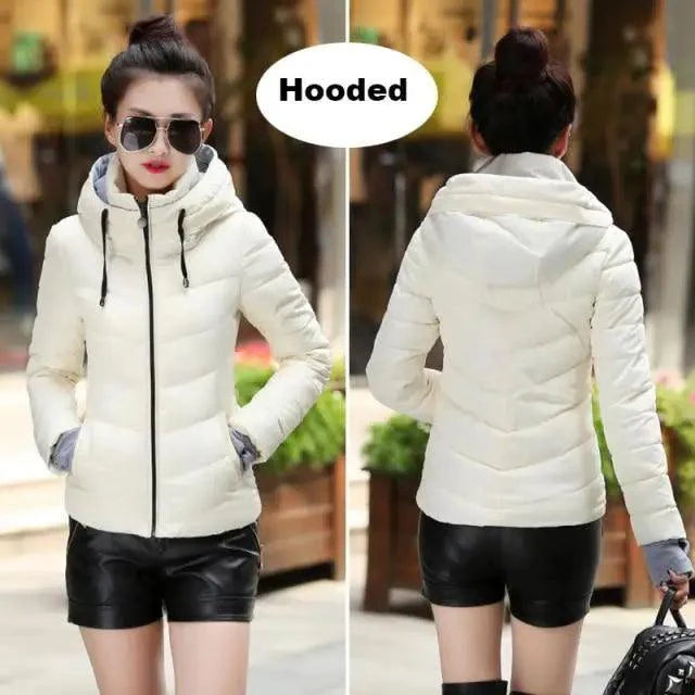 Soft And Comfortable Winter Jacket For Women Short Women's Thicken Outerwear In solid hooded Coats Zipper For Female Slim Cotton padded basic tops Stevvex
