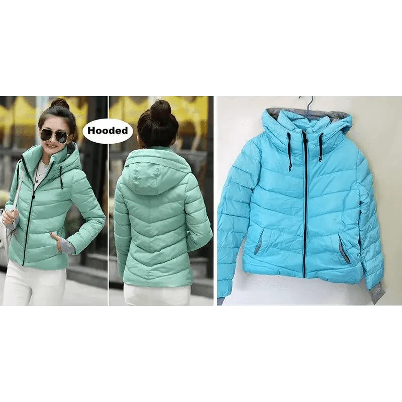 Soft And Comfortable Winter Jacket For Women Short Women's Thicken Outerwear In solid hooded Coats Zipper For Female Slim Cotton padded basic tops Stevvex