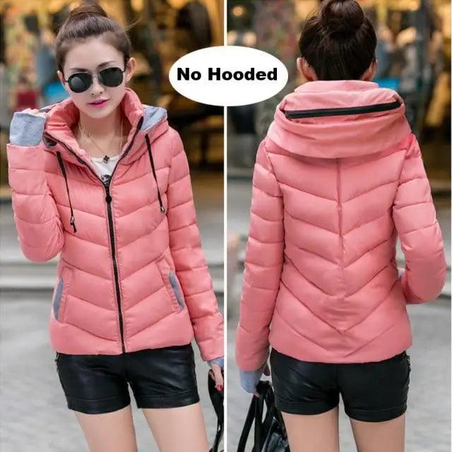 Soft And Comfortable Winter Jacket For Women Short Women's Thicken Outerwear In solid hooded Coats Zipper For Female Slim Cotton padded basic tops Stevvex