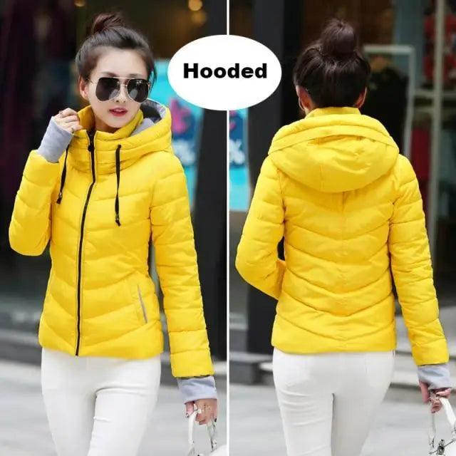 Soft And Comfortable Winter Jacket For Women Short Women's Thicken Outerwear In solid hooded Coats Zipper For Female Slim Cotton padded basic tops Stevvex