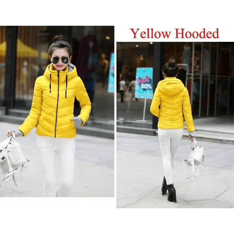Soft And Comfortable Winter Jacket For Women Short Women's Thicken Outerwear In solid hooded Coats Zipper For Female Slim Cotton padded basic tops Stevvex