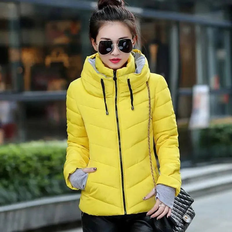 Soft And Comfortable Winter Jacket For Women Short Women's Thicken Outerwear In solid hooded Coats Zipper For Female Slim Cotton padded basic tops Stevvex