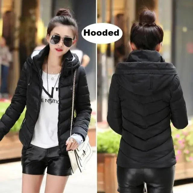 Soft And Comfortable Winter Jacket For Women Short Women's Thicken Outerwear In solid hooded Coats Zipper For Female Slim Cotton padded basic tops Stevvex