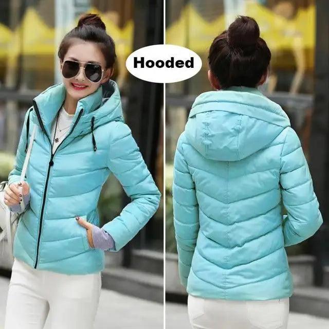 Soft And Comfortable Winter Jacket For Women Short Women's Thicken Outerwear In solid hooded Coats Zipper For Female Slim Cotton padded basic tops Stevvex