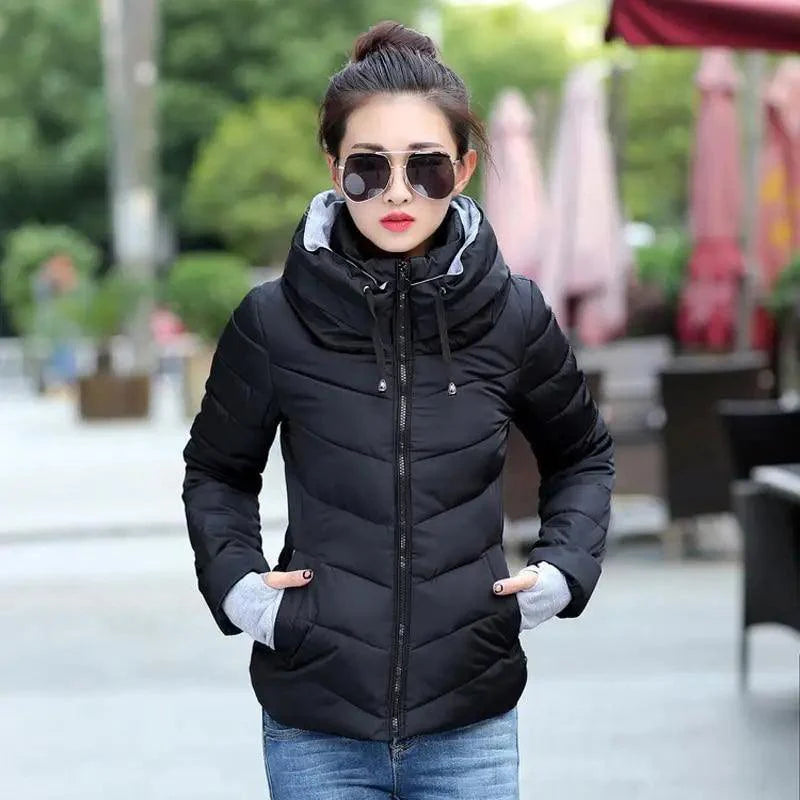Soft And Comfortable Winter Jacket For Women Short Women's Thicken Outerwear In solid hooded Coats Zipper For Female Slim Cotton padded basic tops Stevvex