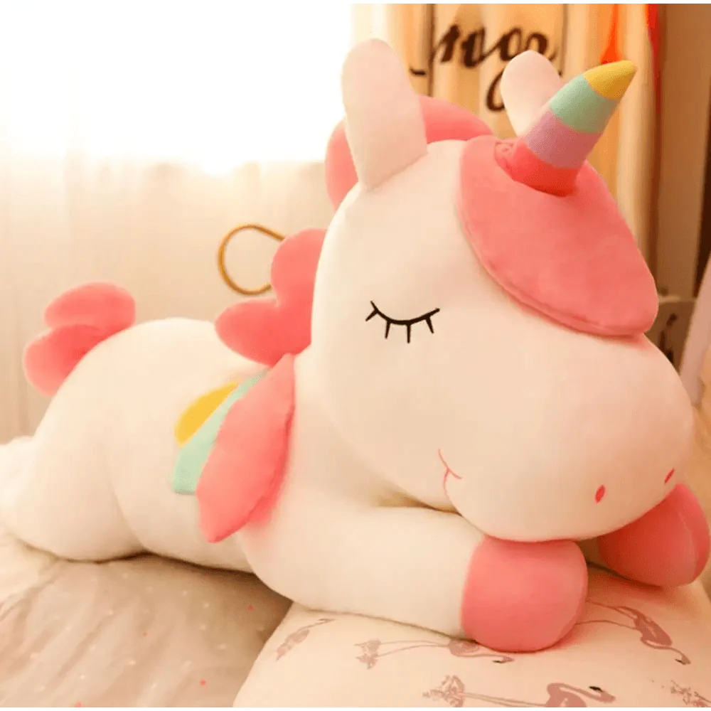 Soft And Cute 30CM Unicorn Action Figure Plush Toy Huggable Bear Doll Girl Sleeping Long Pillow Cute For Girl's Bed Stevvex