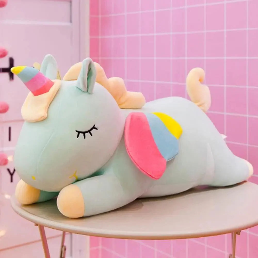 Soft And Cute 30CM Unicorn Action Figure Plush Toy Huggable Bear Doll Girl Sleeping Long Pillow Cute For Girl's Bed Stevvex