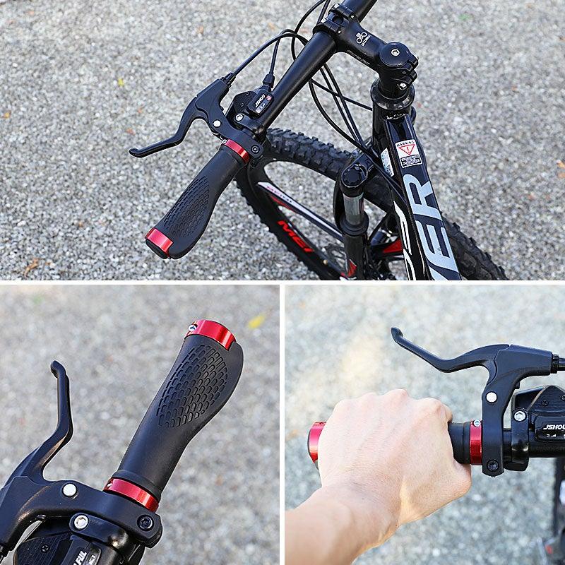 Soft Bicycle Grip Shock Absorption Road Bike Handlebar Cover Aluminium Alloy Lock Rubber Anti-slip Cycling Handle Grips Bike Handle Non Slip Soft Rubber Grips Mountain Bicycle Lock On Handle Bar Stevvex