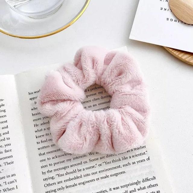 Soft Faux Fur Hair Scrunchies Plush Elastic Hair Bands Women Girls Ponytail Holder Rubber Band Fashion Headwear Ponytail Holder Accessories for Women Stevvex