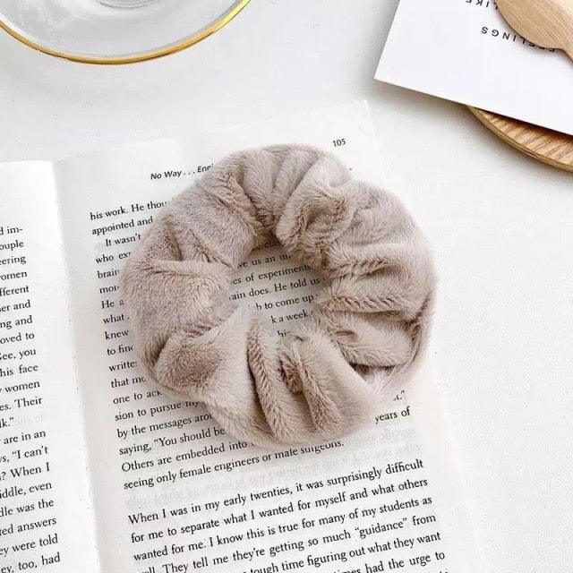 Soft Faux Fur Hair Scrunchies Plush Elastic Hair Bands Women Girls Ponytail Holder Rubber Band Fashion Headwear Ponytail Holder Accessories for Women Stevvex