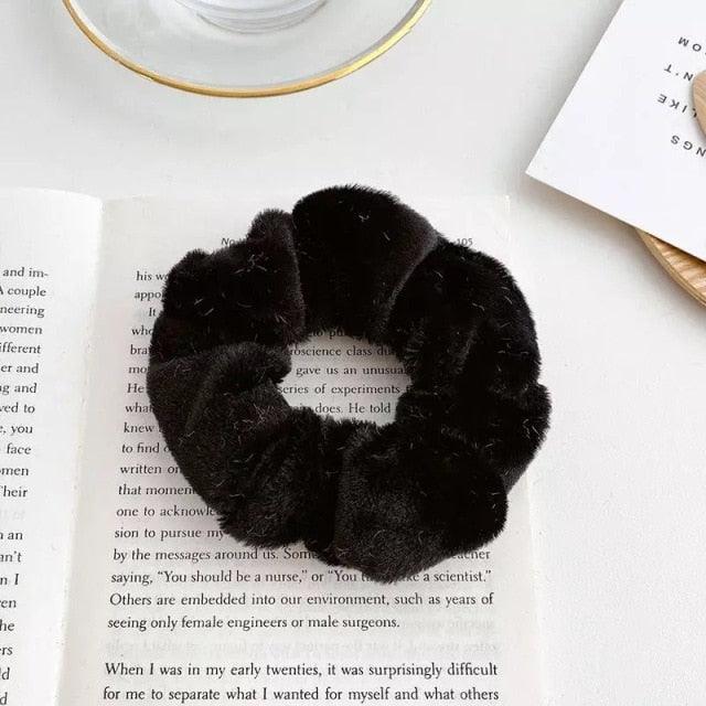 Soft Faux Fur Hair Scrunchies Plush Elastic Hair Bands Women Girls Ponytail Holder Rubber Band Fashion Headwear Ponytail Holder Accessories for Women Stevvex