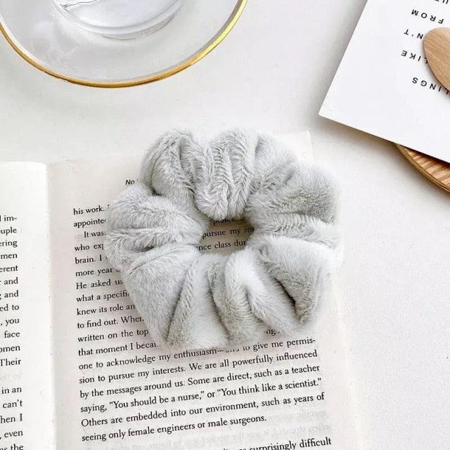 Soft Faux Fur Hair Scrunchies Plush Elastic Hair Bands Women Girls Ponytail Holder Rubber Band Fashion Headwear Ponytail Holder Accessories for Women Stevvex