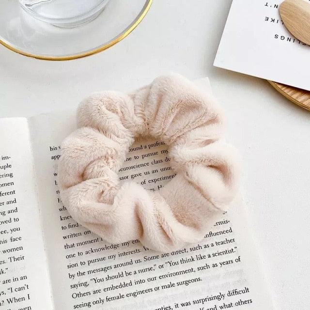 Soft Faux Fur Hair Scrunchies Plush Elastic Hair Bands Women Girls Ponytail Holder Rubber Band Fashion Headwear Ponytail Holder Accessories for Women Stevvex