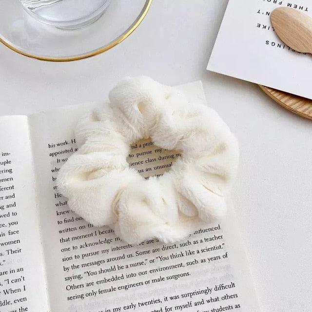 Soft Faux Fur Hair Scrunchies Plush Elastic Hair Bands Women Girls Ponytail Holder Rubber Band Fashion Headwear Ponytail Holder Accessories for Women Stevvex