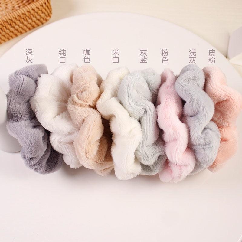 Soft Faux Fur Hair Scrunchies Plush Elastic Hair Bands Women Girls Ponytail Holder Rubber Band Fashion Headwear Ponytail Holder Accessories for Women Stevvex