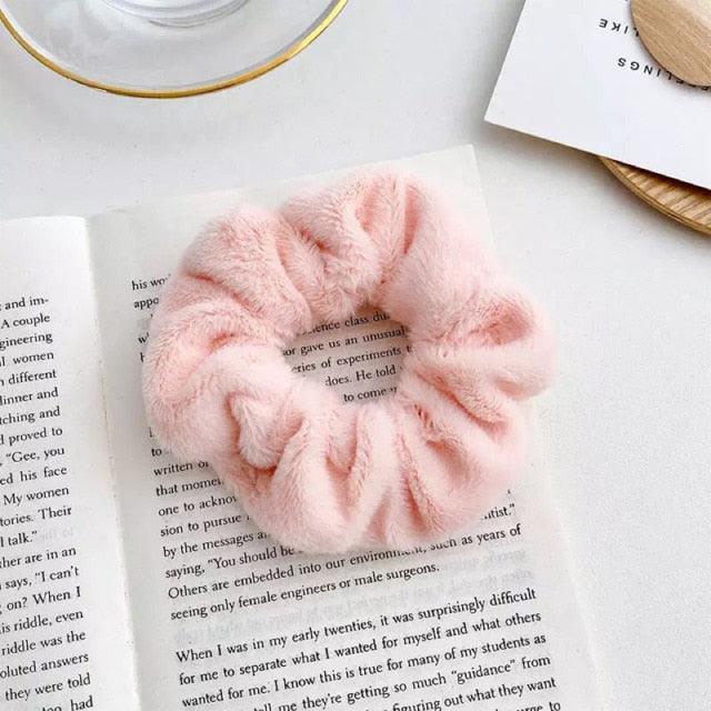 Soft Faux Fur Hair Scrunchies Plush Elastic Hair Bands Women Girls Ponytail Holder Rubber Band Fashion Headwear Ponytail Holder Accessories for Women Stevvex