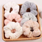 Soft Faux Fur Hair Scrunchies Plush Elastic Hair Bands Women Girls Ponytail Holder Rubber Band Fashion Headwear Ponytail Holder Accessories for Women Stevvex