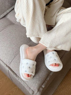 Soft Fur Home Slippers Warm Fluffy Plush Slippers Winter Cotton Slippers Fashionable Plush Shoes Fur Slippers Flip Flop Open Toe Cozy House Slippers Stevvex