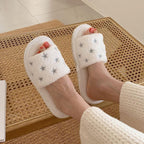 Soft Fur Home Slippers Warm Fluffy Plush Slippers Winter Cotton Slippers Fashionable Plush Shoes Fur Slippers Flip Flop Open Toe Cozy House Slippers Stevvex