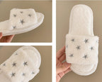 Soft Fur Home Slippers Warm Fluffy Plush Slippers Winter Cotton Slippers Fashionable Plush Shoes Fur Slippers Flip Flop Open Toe Cozy House Slippers Stevvex