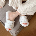 Soft Fur Home Slippers Warm Fluffy Plush Slippers Winter Cotton Slippers Fashionable Plush Shoes Fur Slippers Flip Flop Open Toe Cozy House Slippers Stevvex