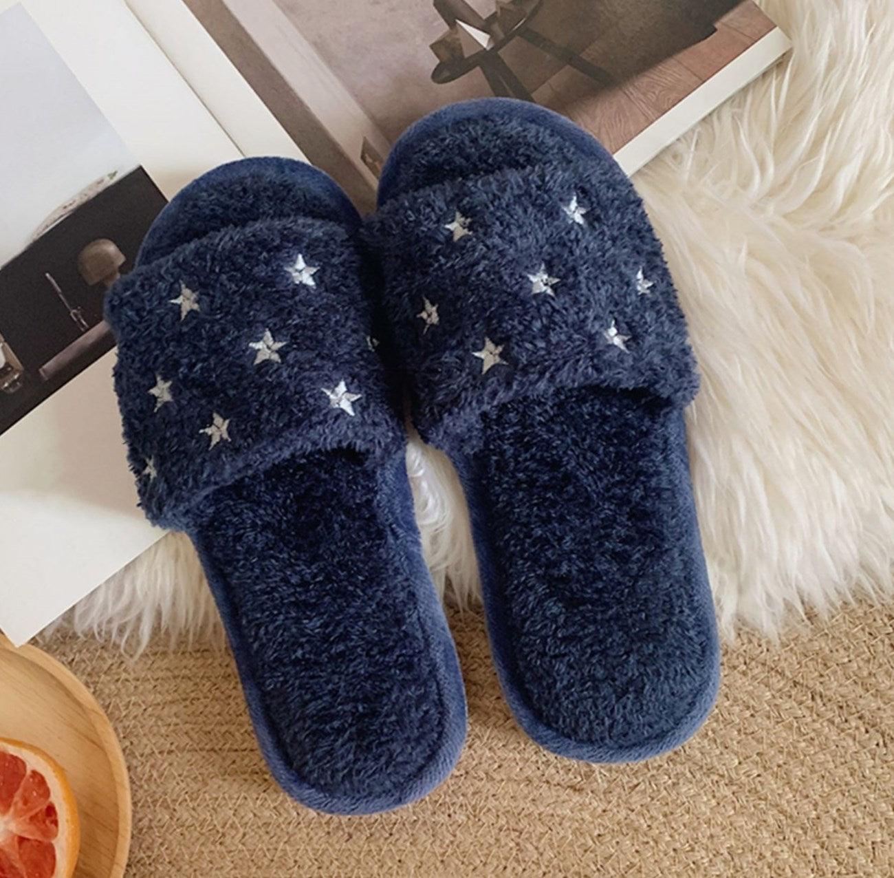 Soft Fur Home Slippers Warm Fluffy Plush Slippers Winter Cotton Slippers Fashionable Plush Shoes Fur Slippers Flip Flop Open Toe Cozy House Slippers Stevvex