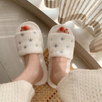 Soft Fur Home Slippers Warm Fluffy Plush Slippers Winter Cotton Slippers Fashionable Plush Shoes Fur Slippers Flip Flop Open Toe Cozy House Slippers Stevvex