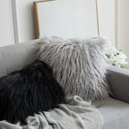 Soft Fur Polyester Cotton Pillow Covers Cushion Covers Luxury Soft Decorative Pillow Covers Home Decor Pillow Covers Living Room Bedroom Decorative Pillowcase Shaggy Fluffy Cover 45x45CM Stevvex