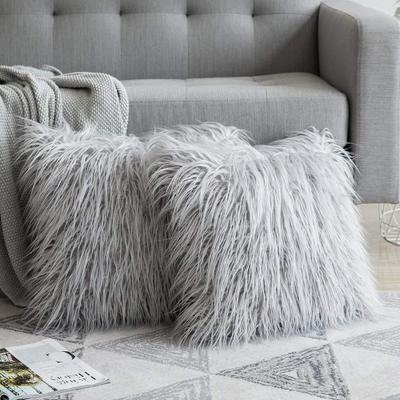 Soft Fur Polyester Cotton Pillow Covers Cushion Covers Luxury Soft Decorative Pillow Covers Home Decor Pillow Covers Living Room Bedroom Decorative Pillowcase Shaggy Fluffy Cover 45x45CM Stevvex