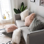Soft Fur Polyester Cotton Pillow Covers Cushion Covers Luxury Soft Decorative Pillow Covers Home Decor Pillow Covers Living Room Bedroom Decorative Pillowcase Shaggy Fluffy Cover 45x45CM Stevvex