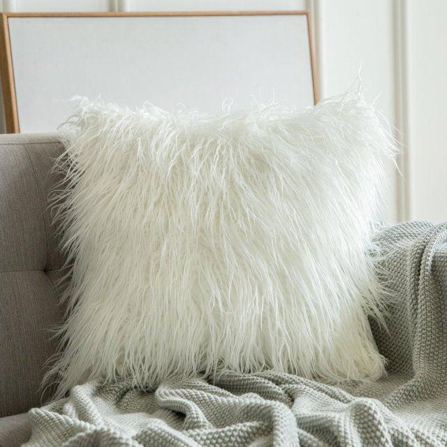 Soft Fur Polyester Cotton Pillow Covers Cushion Covers Luxury Soft Decorative Pillow Covers Home Decor Pillow Covers Living Room Bedroom Decorative Pillowcase Shaggy Fluffy Cover 45x45CM Stevvex