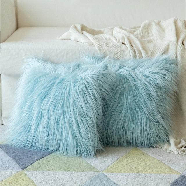 Soft Fur Polyester Cotton Pillow Covers Cushion Covers Luxury Soft Decorative Pillow Covers Home Decor Pillow Covers Living Room Bedroom Decorative Pillowcase Shaggy Fluffy Cover 45x45CM Stevvex