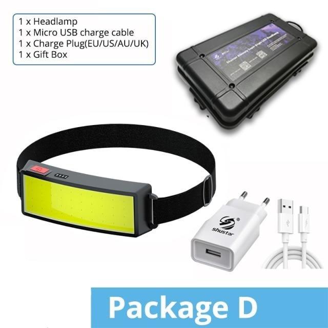 Soft Light Headlamp Flashlight LED Headlamp Adjustable Strap With COB Wick  Headlight Beads Wide Range of Lighting   Perfect Head Light For Camping Hiking Running Built-in Rechargeable Lithium Battery Stevvex