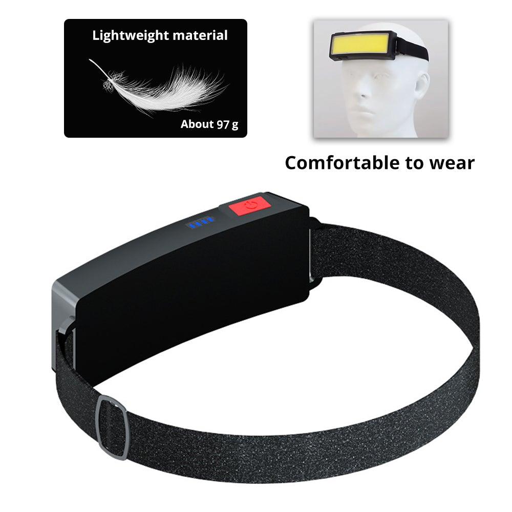 Soft Light Headlamp Flashlight LED Headlamp Adjustable Strap With COB Wick  Headlight Beads Wide Range of Lighting   Perfect Head Light For Camping Hiking Running Built-in Rechargeable Lithium Battery Stevvex