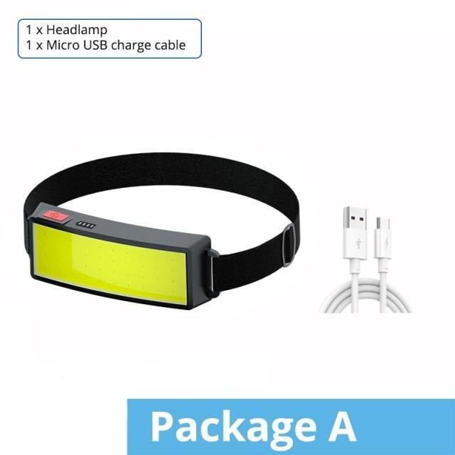 Soft Light Headlamp Flashlight LED Headlamp Adjustable Strap With COB Wick  Headlight Beads Wide Range of Lighting   Perfect Head Light For Camping Hiking Running Built-in Rechargeable Lithium Battery Stevvex