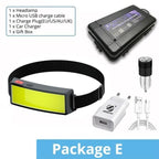Soft Light Headlamp Flashlight LED Headlamp Adjustable Strap With COB Wick  Headlight Beads Wide Range of Lighting   Perfect Head Light For Camping Hiking Running Built-in Rechargeable Lithium Battery Stevvex