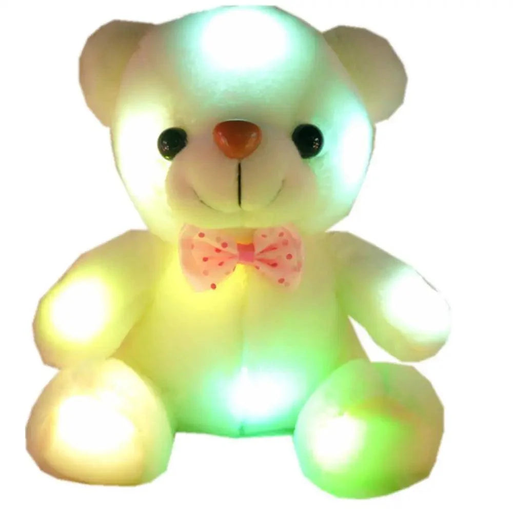 Soft Plush Doll, Light Up LED Teddy Bear Stuffed Animals, Mini Glow Bear Plush Toy Creative Colorful Glowing Teddy Bear Doll Gifts for Bedroom, Kids, Baby, Valentine - Pink Stevvex