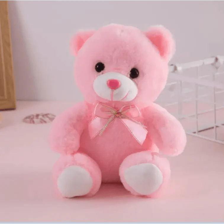 Soft Plush Doll, Light Up LED Teddy Bear Stuffed Animals, Mini Glow Bear Plush Toy Creative Colorful Glowing Teddy Bear Doll Gifts for Bedroom, Kids, Baby, Valentine - Pink Stevvex
