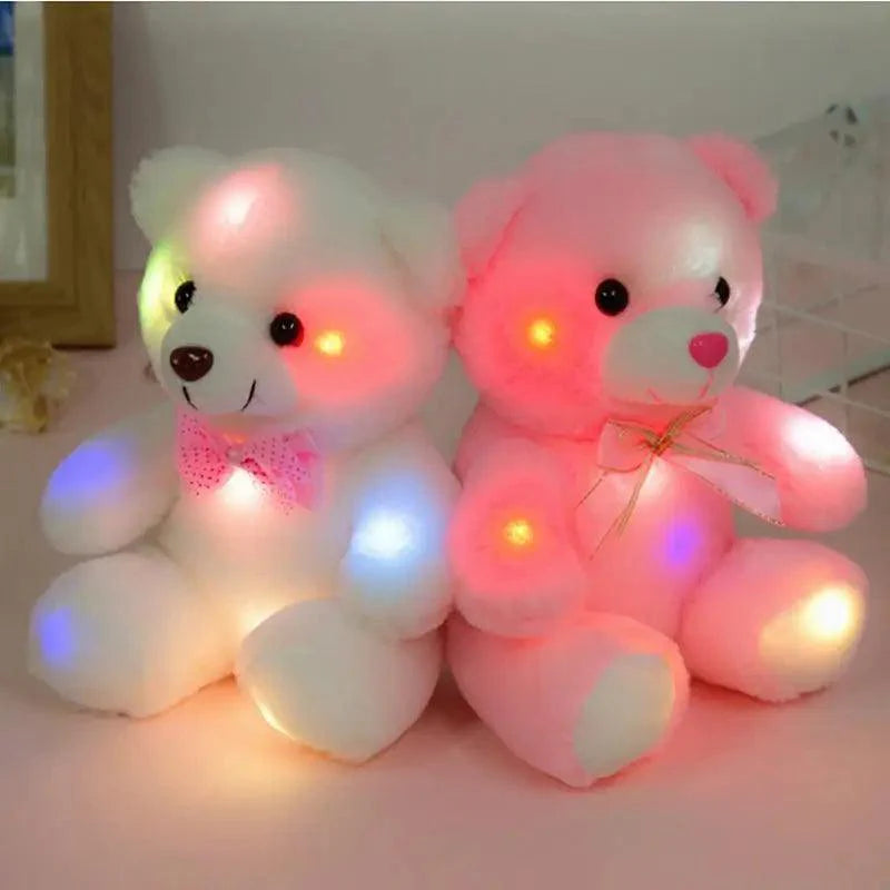 Soft Plush Doll, Light Up LED Teddy Bear Stuffed Animals, Mini Glow Bear Plush Toy Creative Colorful Glowing Teddy Bear Doll Gifts for Bedroom, Kids, Baby, Valentine - Pink Stevvex