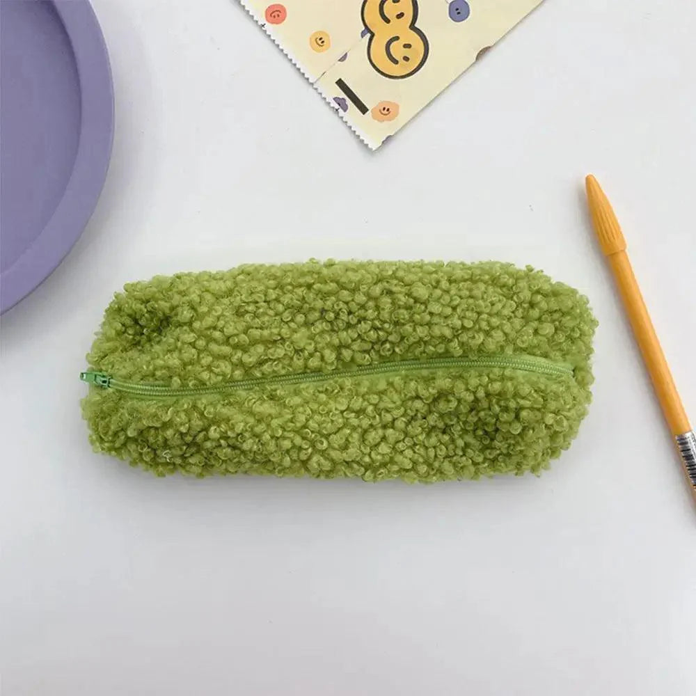 Soft Plush Pencil Case Stationery Pouch Cosmetic Zipper Pouch Bag Simple Lightweight Design Stevvex